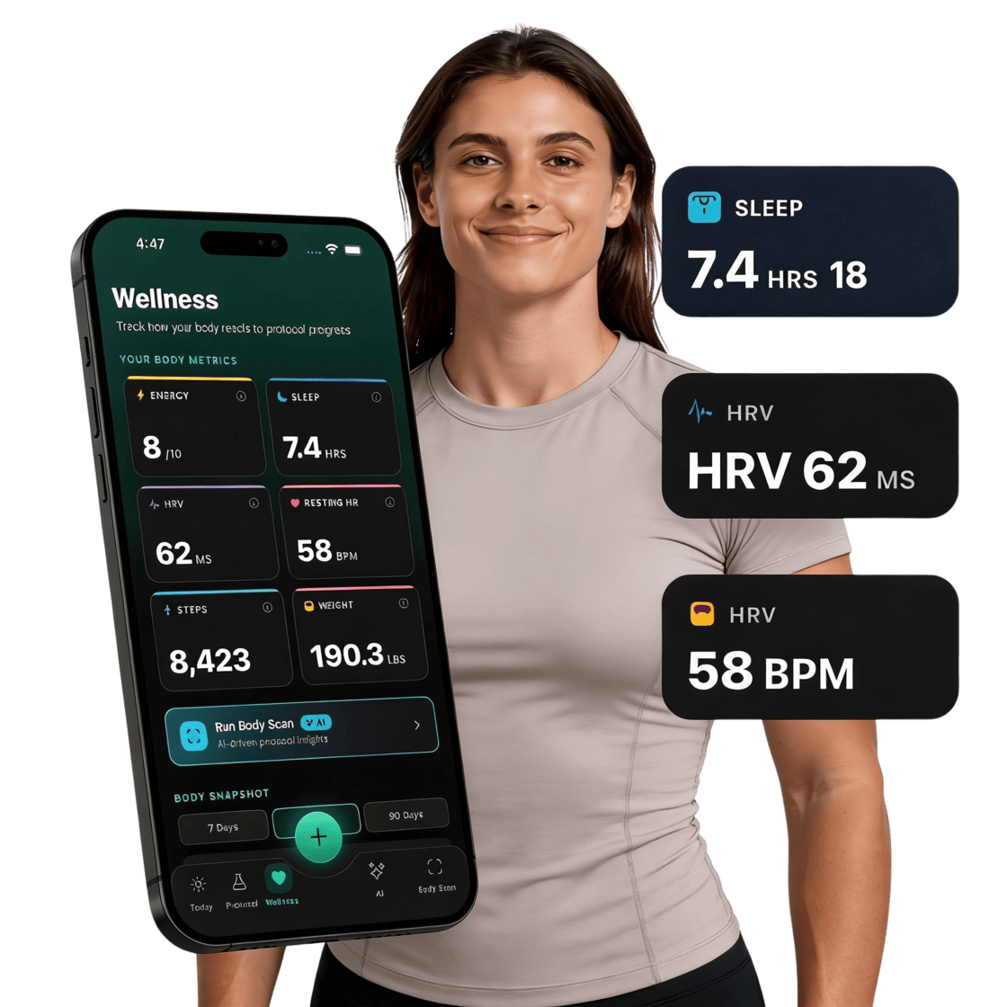 MAX Peptide AI wellness and recovery screen