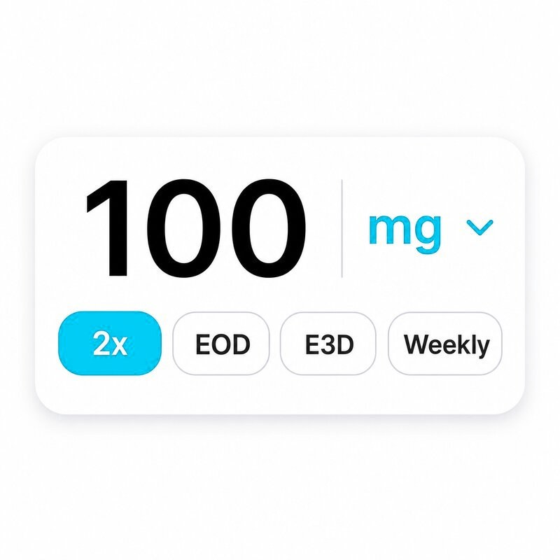A weekly testosterone dose with an injection frequency