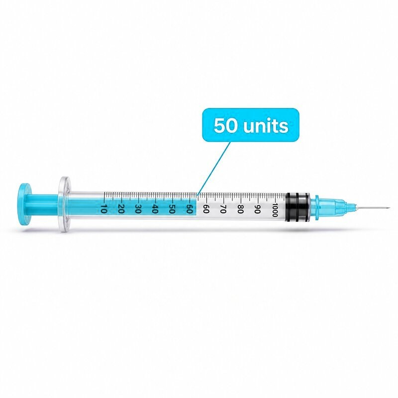 Per-injection volume shown with insulin syringe units